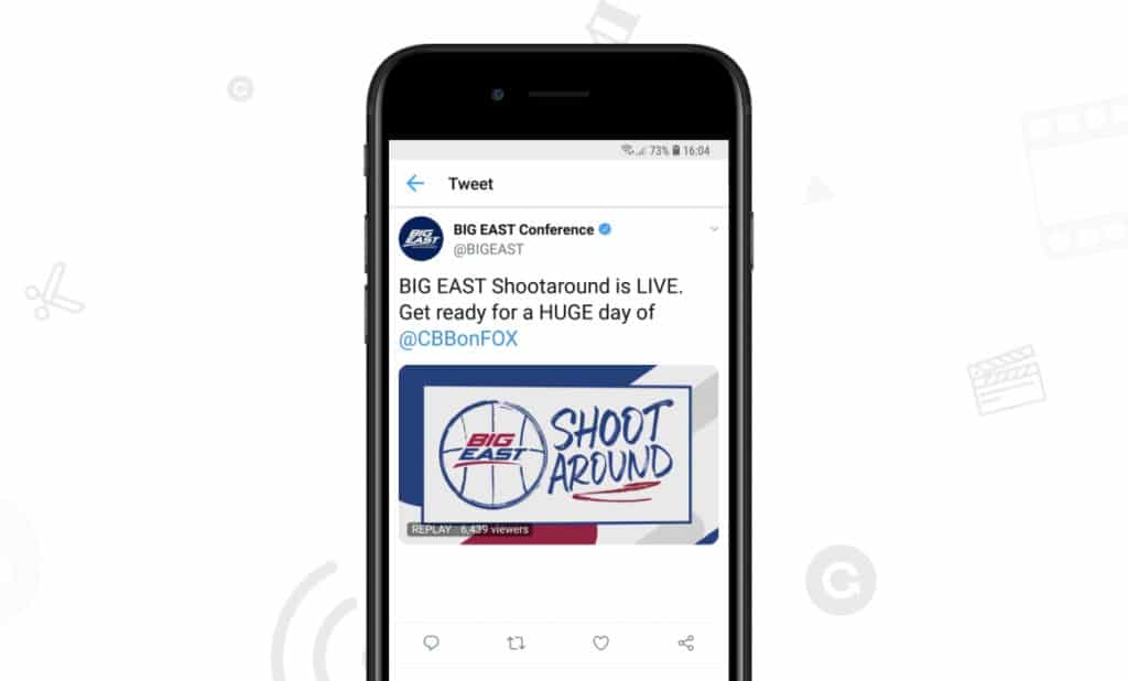 a smartphone showing big east conference video content produced using grabyo