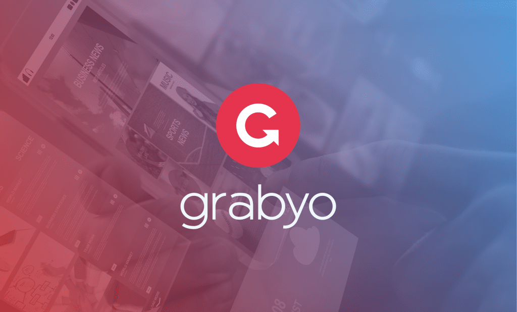A banner showing the grabyo logo with digital news in the background