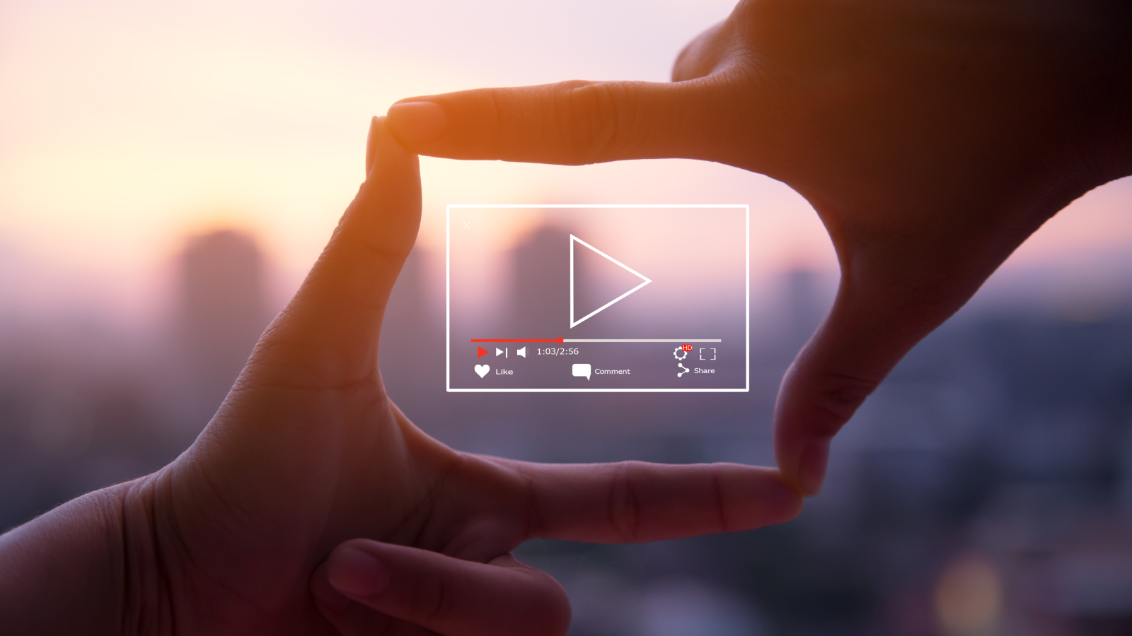 an image of a hand with a video player inside it that pertains to growing social audiences