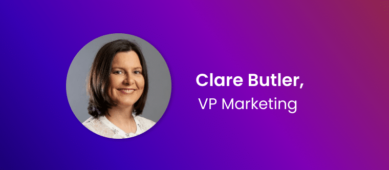 A banner showing an image of Clare Butler, VP of Marketing at Grabyo