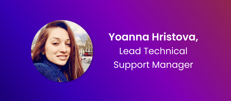 A banner showing an image of Yoanna Hristova, Lead Technical Support Manager at Grabyo, in celebration of international women's day