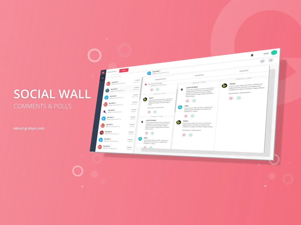 grabyo's social wall product that was built during an internship by an engineer