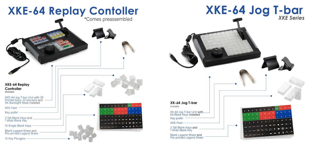 an image of X keys devices - the XKE-64 replay controller and the XKE-64 Jog T-bar