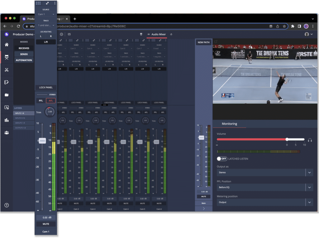 Grabyo audio mixer UI