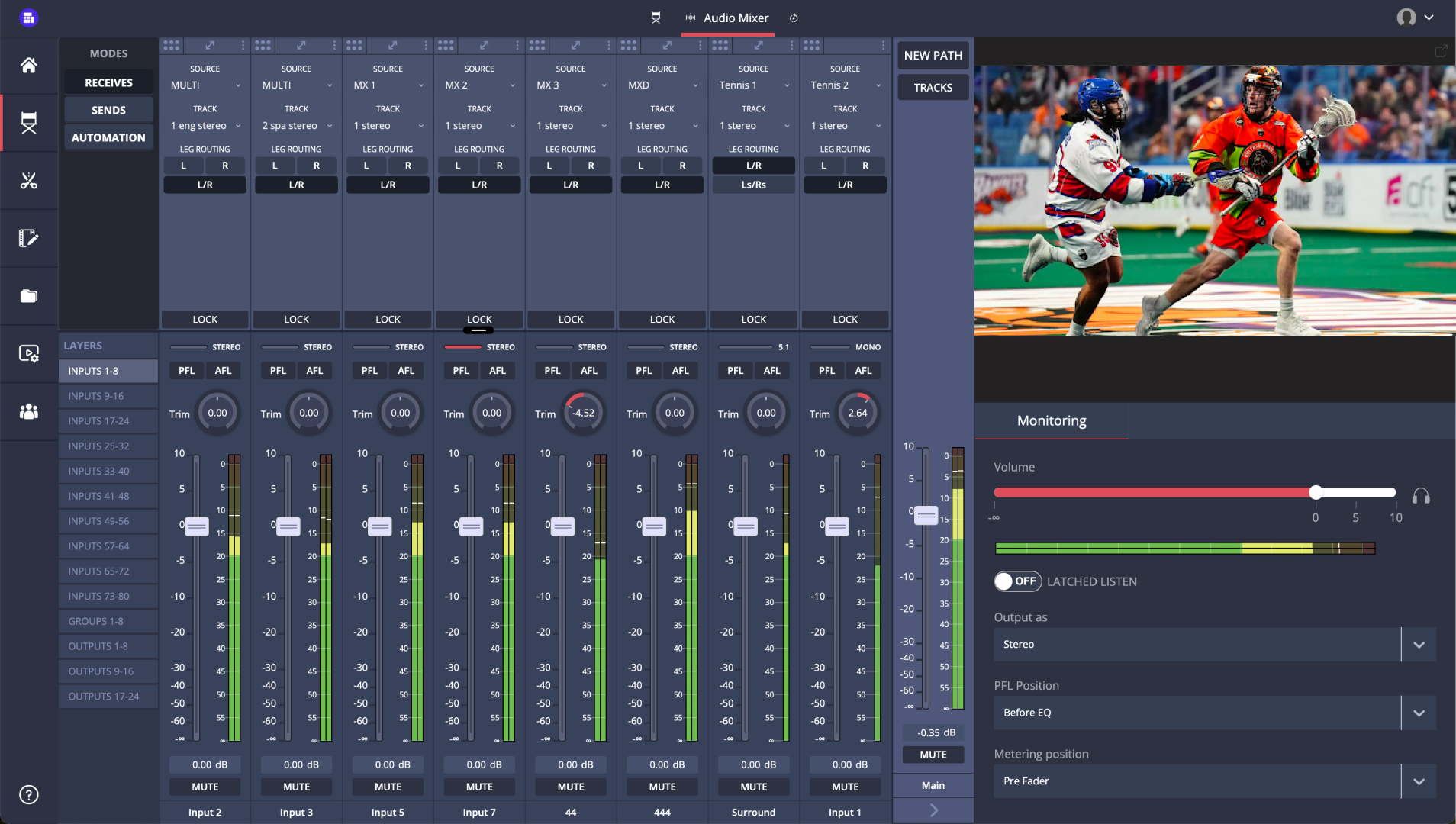 grabyo's live cloud production audio mixer being used in a live production