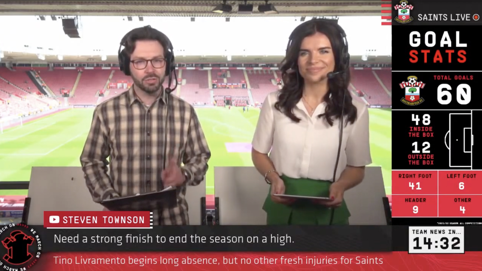 a live cloud production of Saints Live using broadcast graphics