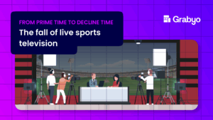 Blog header for blog titles "from prime time to decline time: the fall of live sports television", showing a traditional production setup